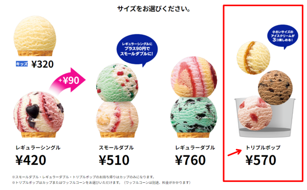 サーティワンポップスクープとは1個の値段いくら
